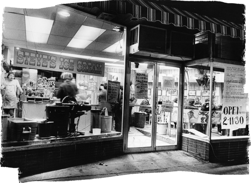black and white storefront photo