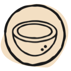 drawing of coconut in circle