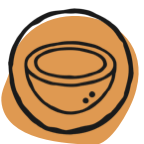 drawing of coconut in circle
