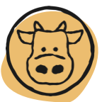 drawing of cow in circle