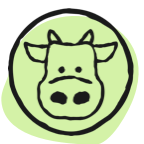 drawing of cow in circle